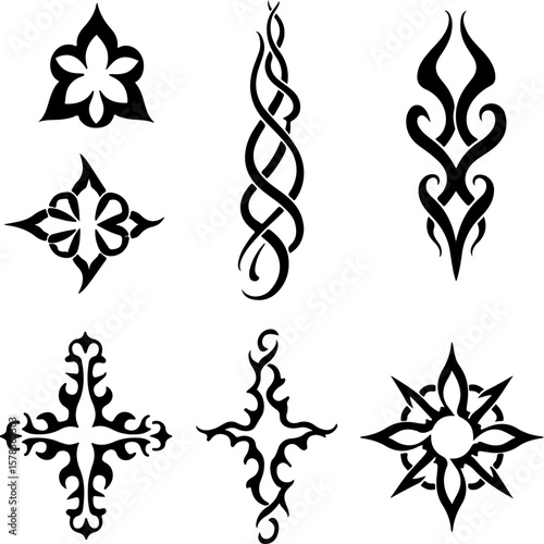 tribal, flame, tattoo, design, abstract, art, graphic vector bundle