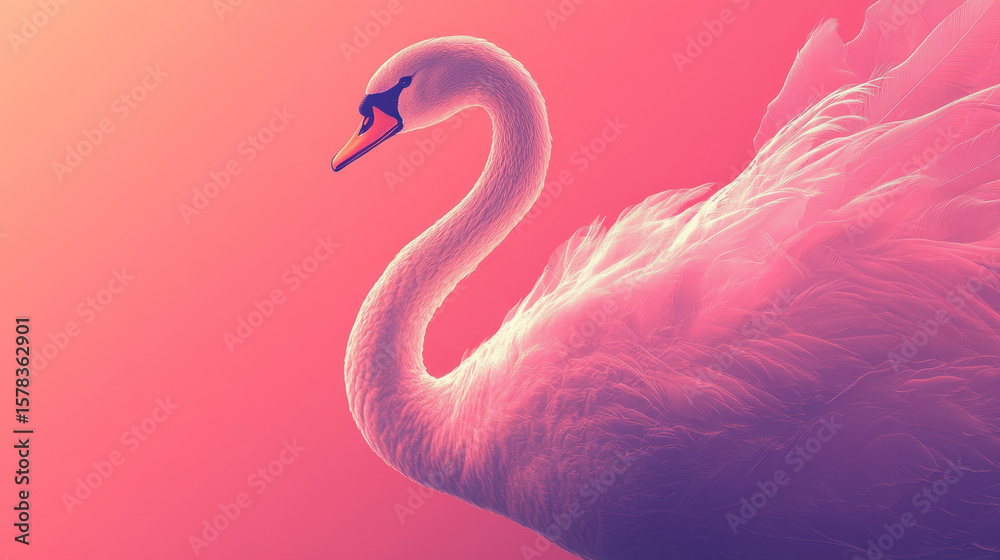 Fototapeta premium Pink And Purple Swan Digital Art Abstract Background