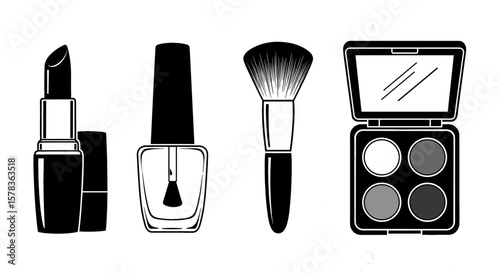 Makeup items are displayed. Beauty products, cosmetics, fashion accessories, style trends.