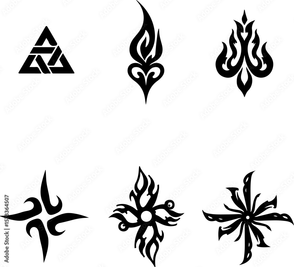 Fototapeta premium tribal, flame, tattoo, design, abstract, art, graphic vector bundle