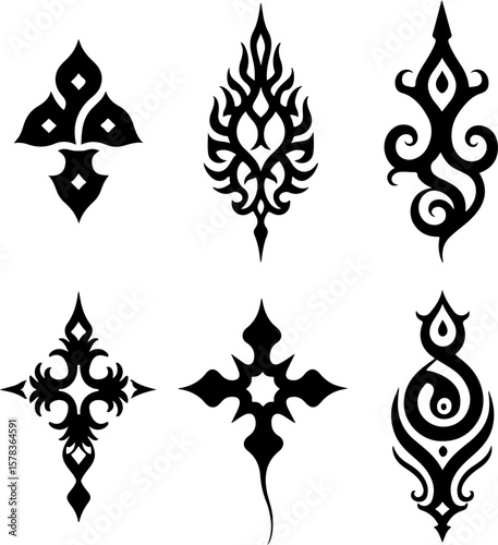 Tribal Flame Tattoo Designs vector bundle