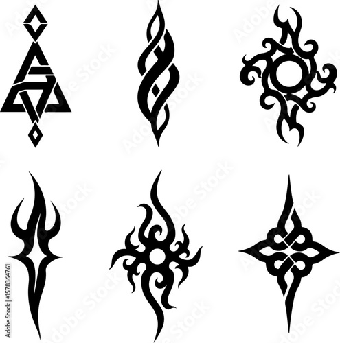 Tribal Flame Tattoo Designs vector bundle