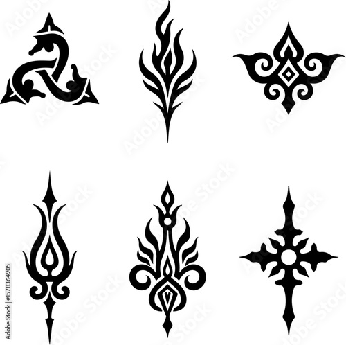 Tribal Flame Tattoo Designs vector bundle