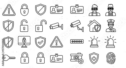 Collection of security and safety icons. Set of safety, security, and protection symbols for secure protection.