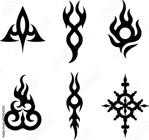 Tribal Flame Tattoo Designs vector bundle