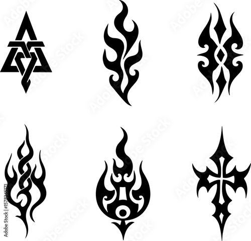 Tribal Flame Tattoo Designs vector bundle