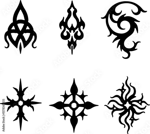 Tribal Flame Tattoo Designs vector bundle