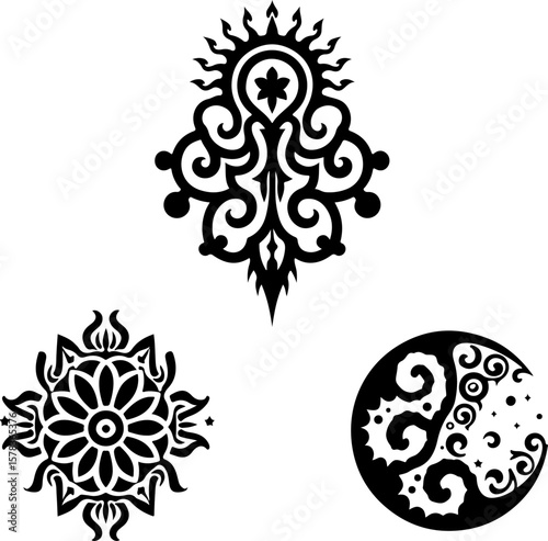 Tribal Flame Tattoo Designs vector bundle