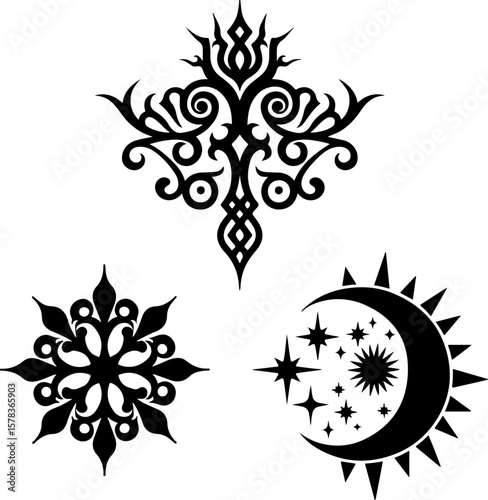 Tribal Flame Tattoo Designs vector bundle