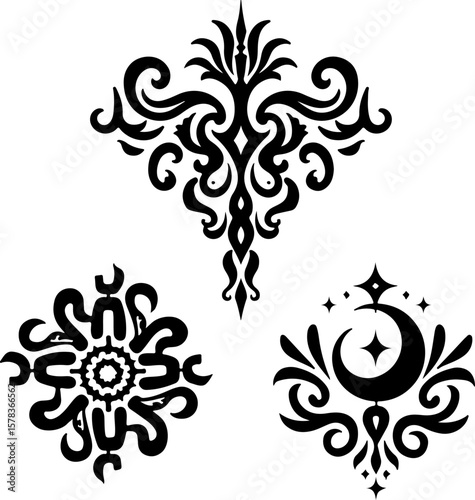 Tribal Flame Tattoo Designs vector bundle