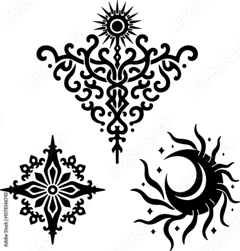 Tribal Flame Tattoo Designs vector bundle