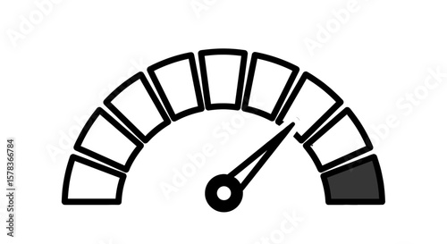 A graphic meter showcasing performance measurement indicator, representing progress, efficiency, and evaluation of resources