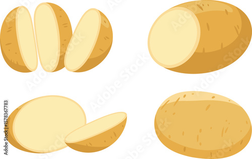 Versatile Potato Sliced, Whole, and Ready for Cooking Illustration