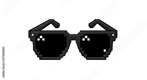 Pixelated Black Sunglasses with Square Lenses and Retro Style.