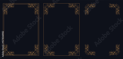 Corner frame, Set of vintage frames, bouquet of flowers, Decorative wedding frames, antique museum picture borders