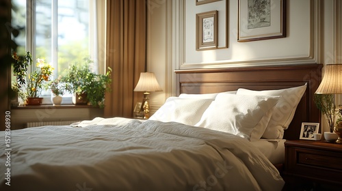 Modern Bedroom Interior with Balcony View Illustration