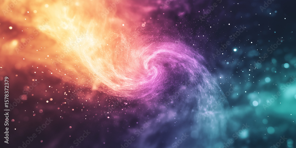 Naklejka premium Colorful nebula spiral swirling in deep space with sparkling stars