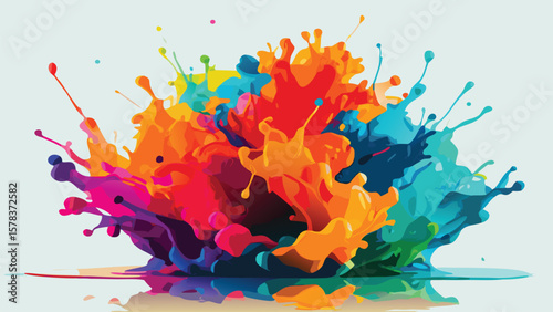 Explosive Burst of Colorful Paint Splashes