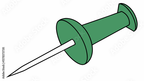 Green push pin tack vector illustration for office supplies and stationery needs for bulletin boards 100