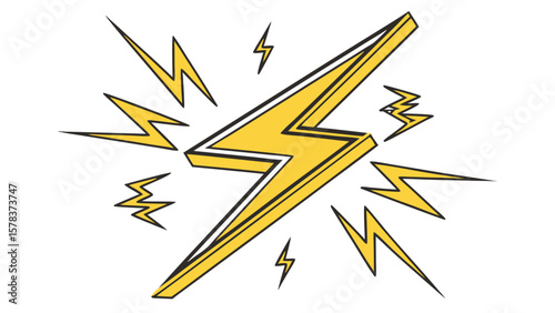 Download high resolution yellow lightning bolt vector illustration graphic design element image for free use