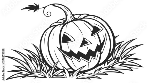 Halloween pumpkin jack o lantern coloring page vector illustration for kids and adults to print