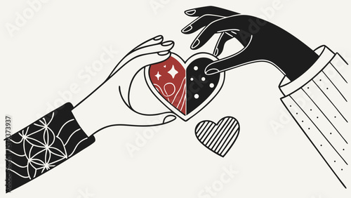 Hands holding heart together vector illustration for love and relationship concept design template artwork 100