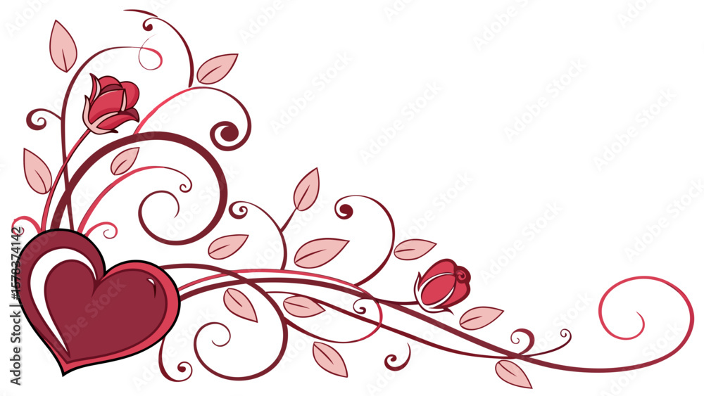 Heart roses love valentine floral decorative design element for wedding invitation and greeting card design Heart roses love valentine floral decorative design element for wedding invitation and greeting card design