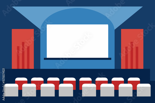 hall of business conference with screen template