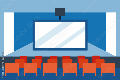 hall of business conference with screen template