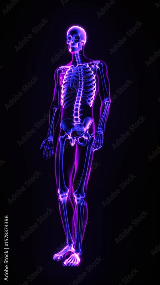 Neon glowing skeleton on dark background, music festival, party poster, Halloween Neon glowing skeleton on dark background, music festival, party poster, Halloween