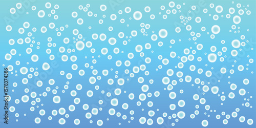 水色のソーダ水に浮かぶ気泡の抽象背景イラスト