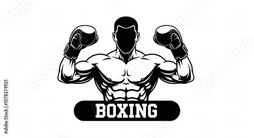 Powerful Boxing Champion: A Striking Vector Graphic for Fitness & Sport Branding
