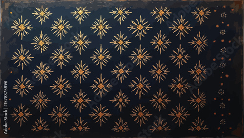 Hand loomed Yakan fabrics Weaving Filipino,Intricate floral pattern in metallic gold against a deep navy backdrop shows elegance and timeless design.