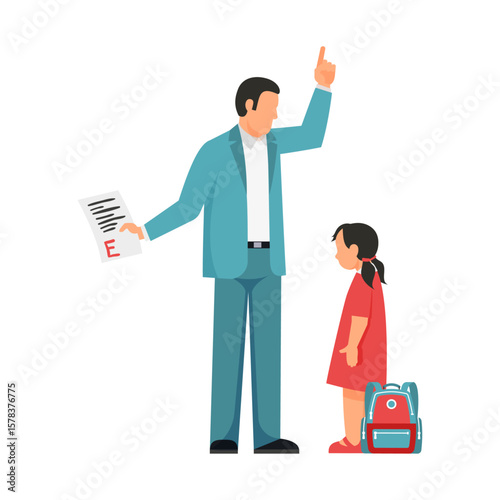 Father Figure Sharing Disappointment, A Colorful Vector Illustration for Educators