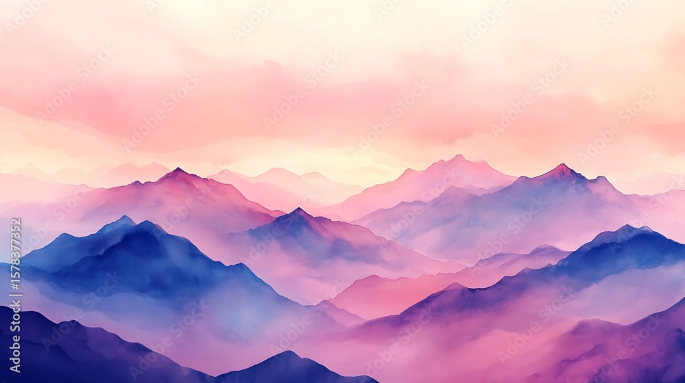 Obraz premium Misty mountainscape watercolor style