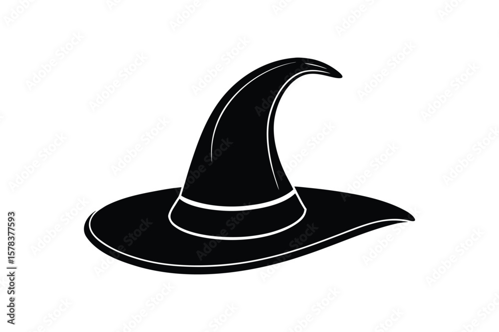 Fototapeta premium Silhouette art illustration of a witch's hat with curved tip.eps