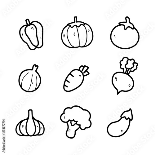 Vegetable icon set  vector illustration silhouette