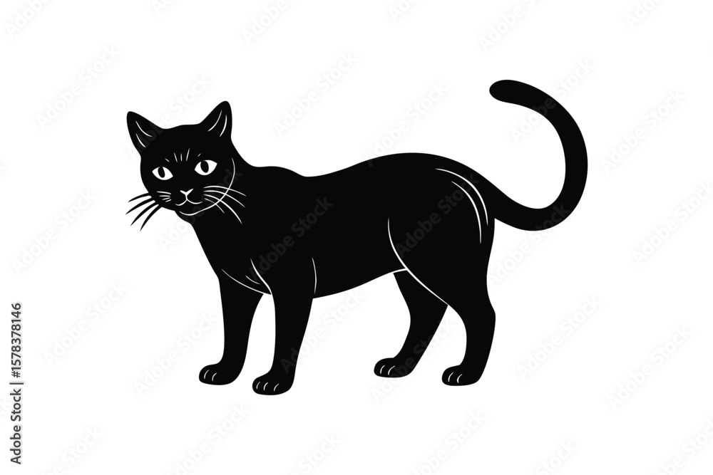 Fototapeta premium Silhouette vector art illustration of a black cat with arched back.eps