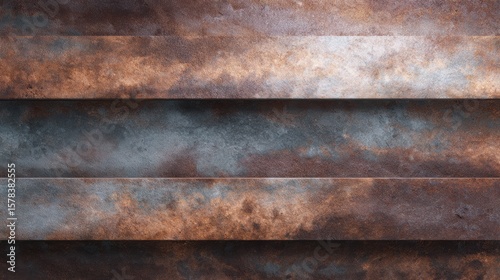 Oxidized Metal Texture with Horizontal Layers and Rust Effects for Industrial Design