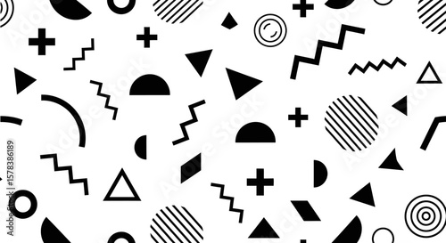 Abstract Geometric Pattern Vector Design with Memphis Style Elements