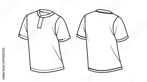 Modern vector illustration of a gray and white T-Shirt Mockup with both front and back, blank white V-neck t-shirt template, easily editable and scalable.