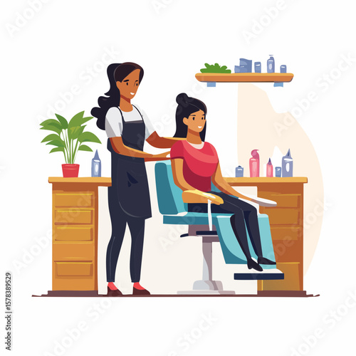 Professional barber working with client in barbershop
