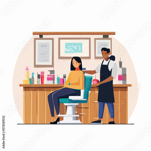Professional barber working with client in barbershop