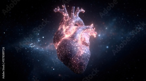 Fototapeta Naklejka Na Ścianę i Meble -  A human heart made of constellations floating in deep space 