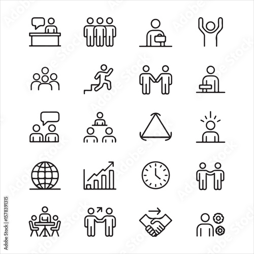 Business Teamwork & Office Line Icons Pack