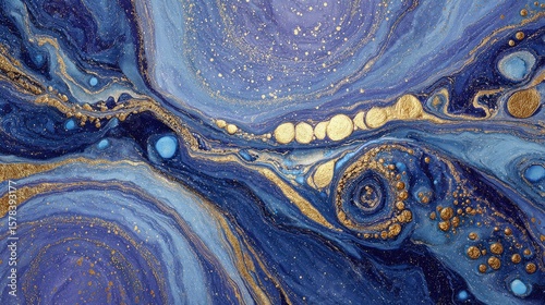A portal to another dimension with swirling galaxies, ultramarine and gold