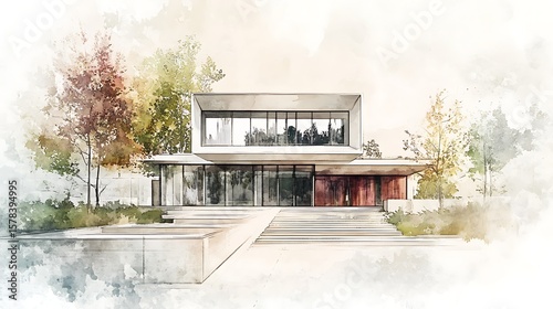 Modern house exterior rendering