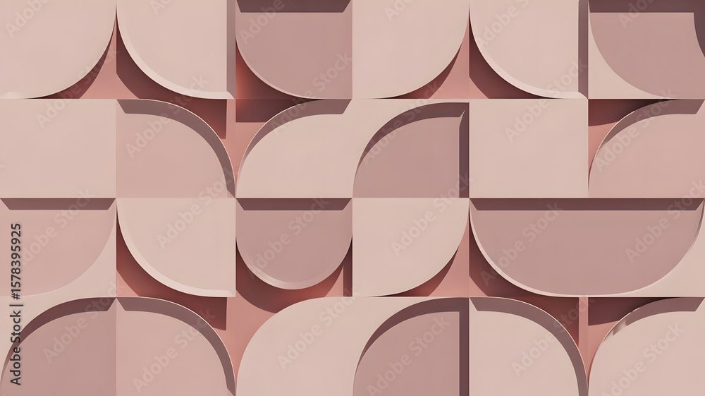 custom made wallpaper toronto digitalAbstract geometric background with layered curved shapes and soft shadows in pastel pink