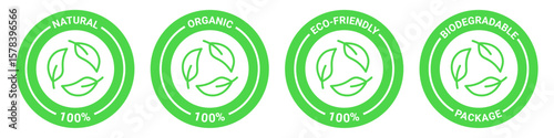 Natural Organic Biodegradable and Eco-Friendly Product Label Set for Sustainable and Green Packaging Design