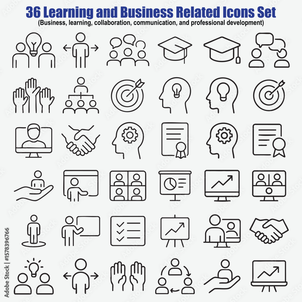 Fototapeta premium Learning business communication professional development icons